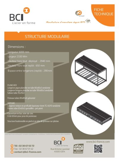 fiche technique fabrication ossature modulaire métal