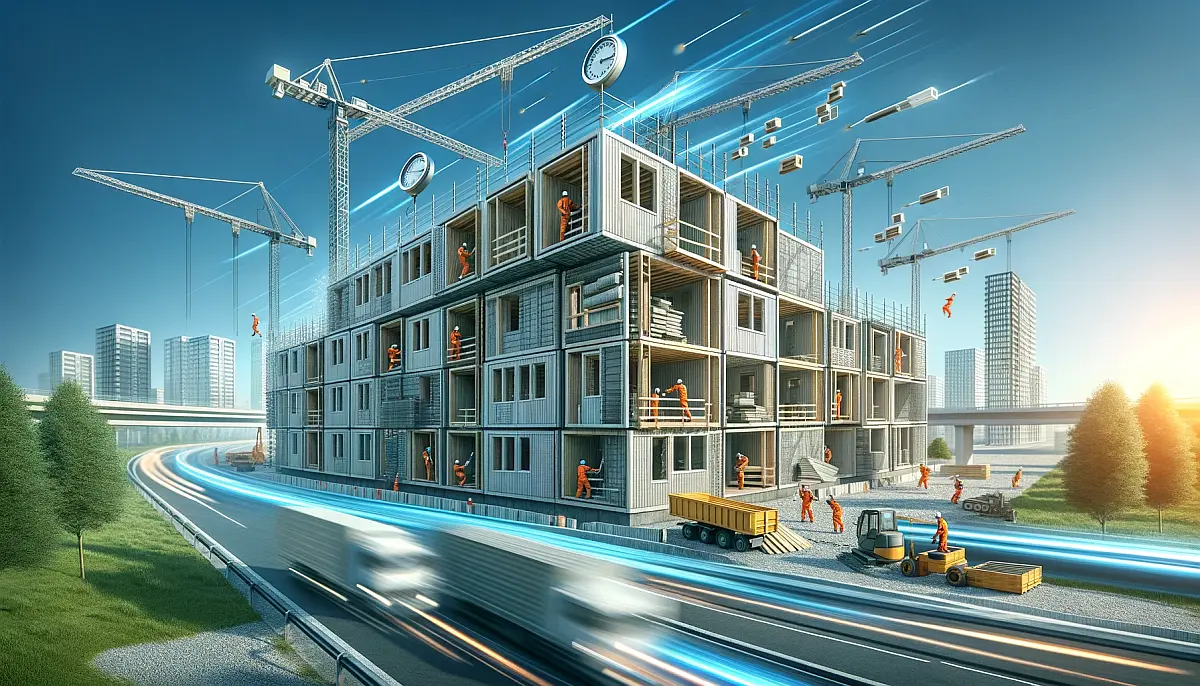 chantier modulaire temps passe chantier avec du modulaire illustrant le temps qui passe
