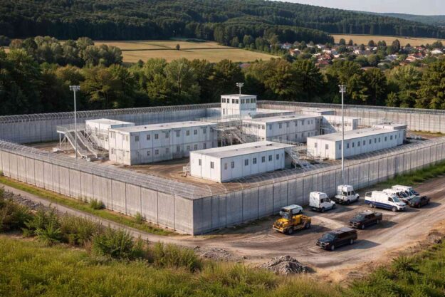 illustration IA de prison avec du modulaire